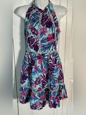 Sunday Mi Amor Tropical Halter Mini Dress, Size M
